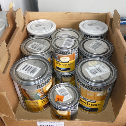 5095 - 1 box containing a quantity of various cans of Ronseal varnish