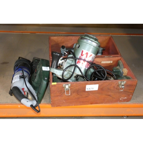 5171 - 1 x Watford router and 2 x reciprocating saws - all items are 240v