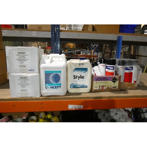 5423 - A quantity of various items including diesel oil treatment, silicone spray etc