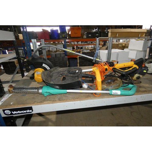 5495 - A quantity of various garden related items including a Husqvarna petrol engine strimmer and 1 x stri... 