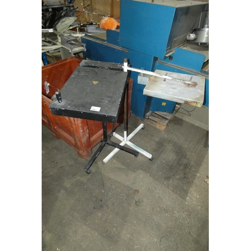 5501 - 2 x electric heaters on wheeled stands. Please note that one requires attention  (previously used wi... 