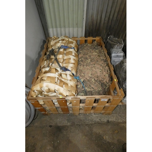 5546 - 1 x wooden pallet crate containing an ex-MOD cargo net and camouflage netting sheet (hard to see pro... 