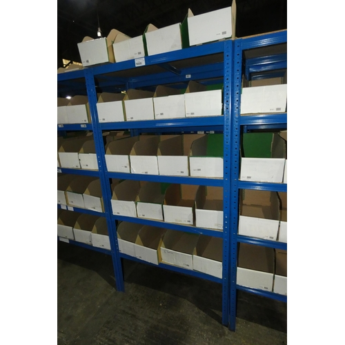 5608 - 2 x bays of blue metal boltless stores type racking each bay approx 90 x 45 x 179cm high (can be vie... 