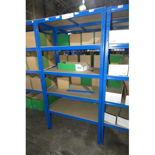 5613 - 2 x bays of blue metal boltless stores type racking each bay approx 90 x 45 x 179cm high (can be vie... 