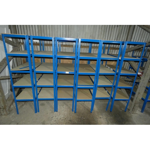 5620 - 6 x bays of blue metal boltless stores type racking each bay approx 90 x 45 x 179cm high