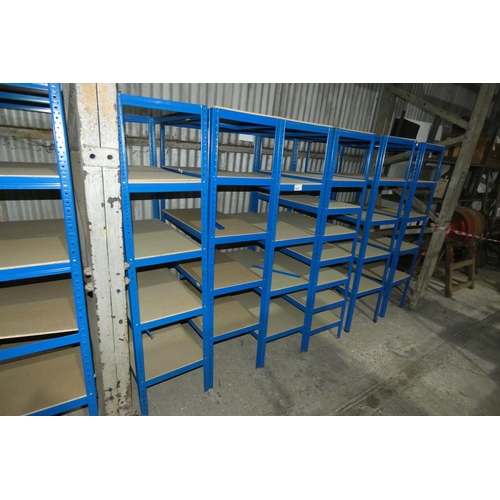 5622 - 6 x bays of blue metal boltless stores type racking each bay approx 90 x 45 x 179cm high