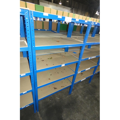 5628 - 4 x bays of blue metal boltless stores type racking each bay approx 90 x 45 x 179cm high (can be vie... 