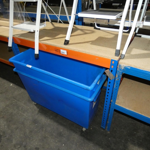 5642 - 1 x low bay of blue / orange metal boltless stores type racking approx 122 x 61 x 93cm high