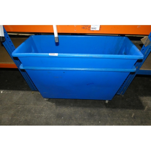 5650 - 2 x blue plastic wheeled tubs