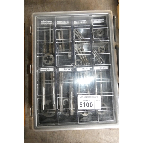 5100 - 1 box containing a quantity of various metric thread cutting taps and dies