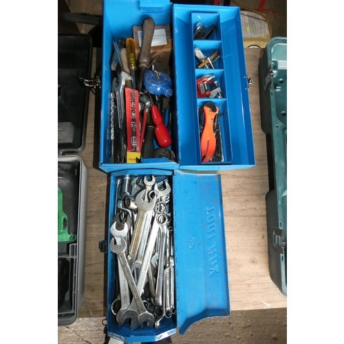 5103 - 2 x blue metal tool boxes each containing a quantity of various hand tools