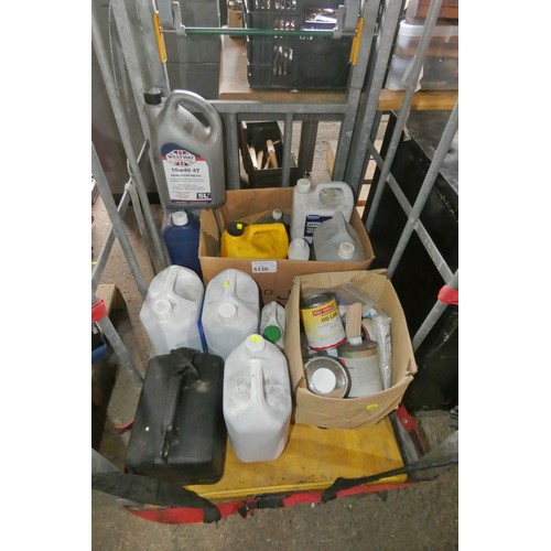 5130 - A quantity of various items including carpet shampoo, oil, adhesive etc. Contents of 1 wheeled cage ... 