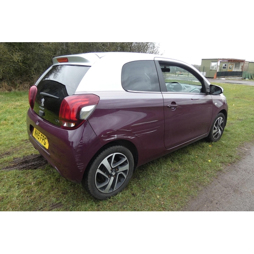 3 - Peugeot 108  Allure 1.2VTI 3 dr hatchback, mauve/Purple, Reg: WH15 FPG, 1st reg : 10/08/2015, 5 spee... 