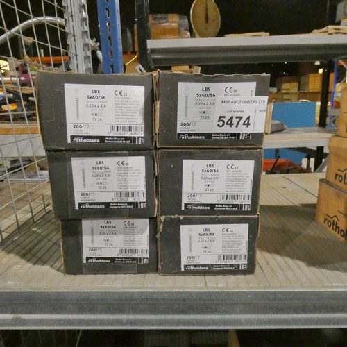 5474 - 6 x boxes of Rothoblaas LBS 5 x 60 / 56 screws (approx 200 screws per box)