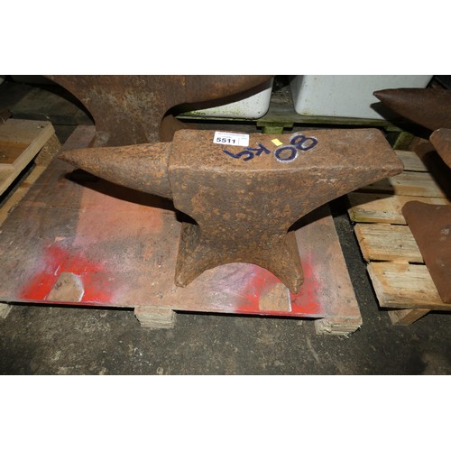 5511 - 1 x blacksmiths anvil - Anvil is marked 80kg