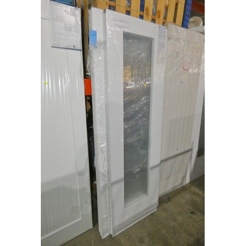 5574 - 3 x XL Joinery white primed doors with clear glass comprising 2 at approx 1981 x 762mm and 1 at appr... 