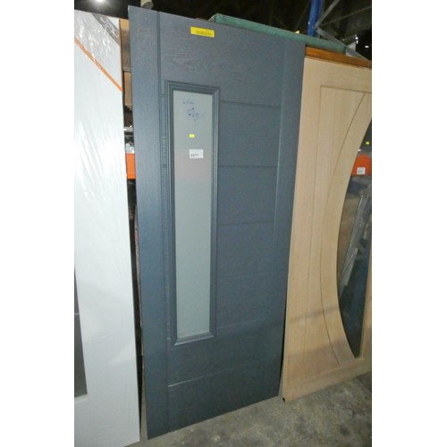 5577 - 1 x dark grey glazed door approx 2040 x 814mm