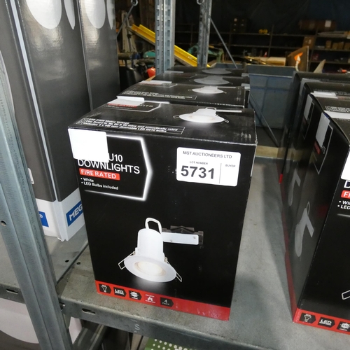 5731 - 4 x boxes each containing 4 units of LED GU10 fire rated downlights (16 total)