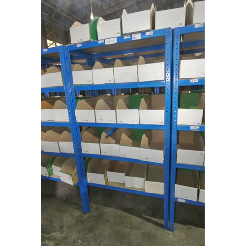 5611 - 2 x bays of blue metal boltless stores type racking each bay approx 90 x 45 x 179cm high (can be vie... 