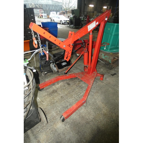 5814 - 1 x Sealey manual hydraulic workshop crane model W10 capacity approx 1 ton