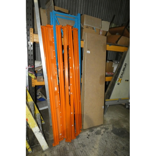 5846 - 1 bay of orange / blue metal boltless stores type racking comprising of 2 x uprights at 49 x 205cm h... 