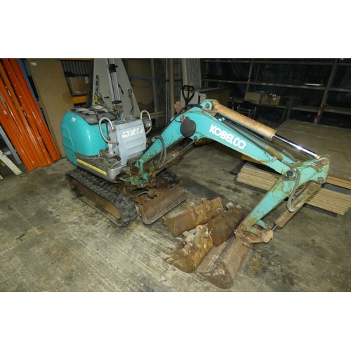 5852 - 1 x Kobelco sit on micro digger model SK007-3, hour meter reads 1270 hours, diesel engine, 0.75 ton,... 