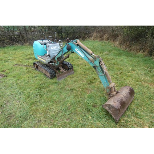 5852 - 1 x Kobelco sit on micro digger model SK007-3, hour meter reads 1270 hours, diesel engine, 0.75 ton,... 