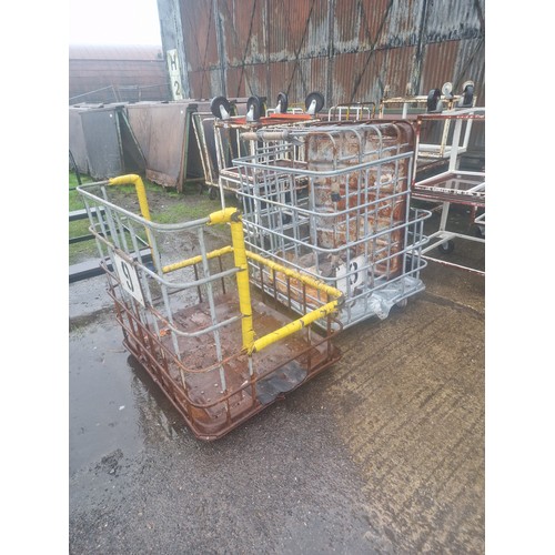 6323 - 3 x various wheeled IBC cages, please not these cages have been cut/modified so are not complete