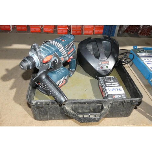 5497E - A Bosch 36v cordless sds drill, supplied with 2 x batteries and 1 x charger and a black case