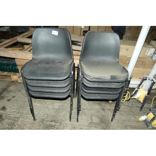 5497J - 8 x black plastic stacking chairs