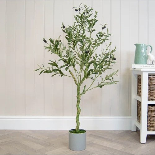 77 - 1 x faux olive tree in ceramic pot approx 125cm high RRP £63