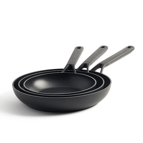 120 - A Kitchen Aid classic forged aluminium non-stick three-piece frying pan set RRP £92