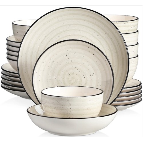 125 - A Brambly Cottage Kalig 24 piece handmade stoneware dinnerware set RRP £69