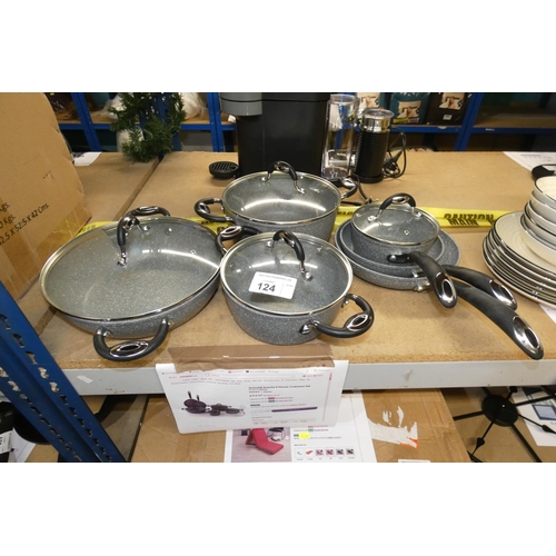 124 - A Grimaldi Granite style 6 piece cookware set RRP £114