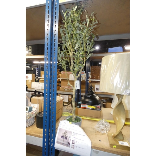 77 - 1 x faux olive tree in ceramic pot approx 125cm high RRP £63