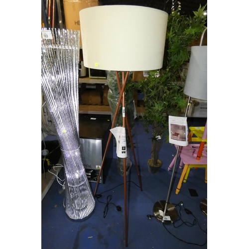 184 - 1 x Mishler copper coloured floor standing tripod lamp with shade RRP £36