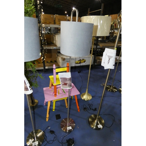 186 - 1 x Hakes Nickel floor lamp with shade RRP £82 - Please note that the base is dented on the edge