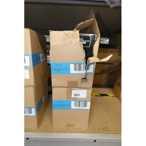 261 - 2 boxes each containing 2 x 4 packs of LED GU10 tilt downlights (16 downlights in total)