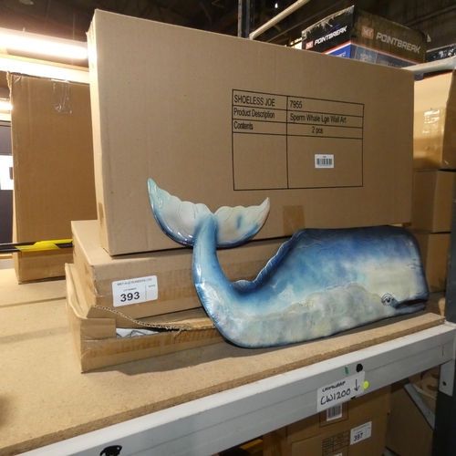 393 - 3 boxes each containing 2 x Shoeless Joe 7955 large sperm whale wall art