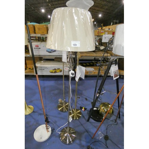 189 - 1 x metal floor standing lamp with shade