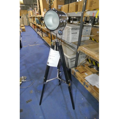 191 - 1 x Macalla 145cm tripod floor standing lamp in a vintage movie studio spotlight style