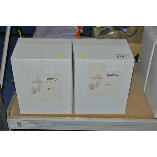 240 - 2 x Cambridge PIR white wall lights