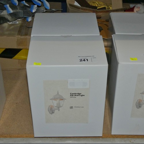 241 - 2 x Cambridge PIR white wall lights