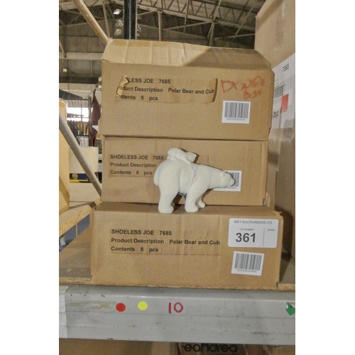 361 - 3 boxes each containing 8 x Shoeless Joe polar bear and cub figures