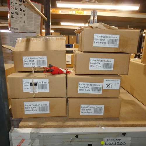 391 - 7 boxes each containing 6 x Shoeless Joe lotus position Santa decorations