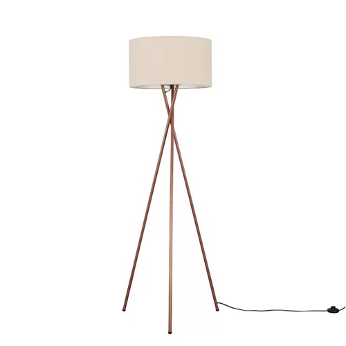 184 - 1 x Mishler copper coloured floor standing tripod lamp with shade RRP £36