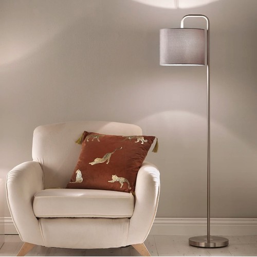 185 - 1 x Hakes Nickel floor lamp with shade RRP £82