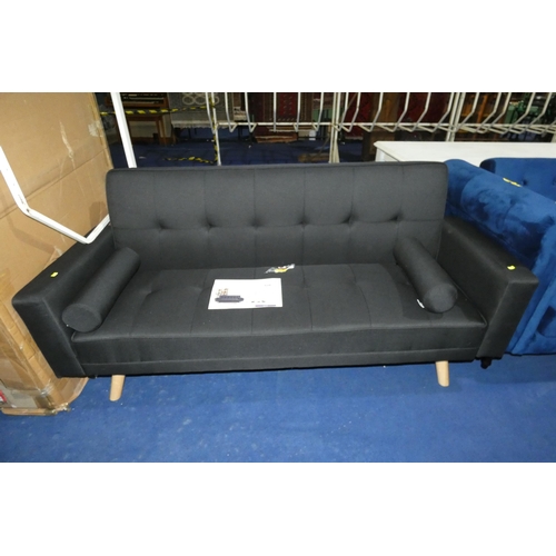 629 - 1 x Ganta black upholstered reclining sofa bed RRP £289