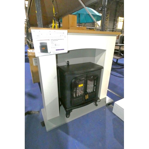 500 - An Oakmead free standing electric wood effect / cream / grey fire suite approx 105cm wide with a Dim... 