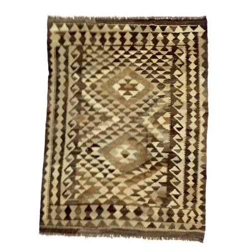 493 - 1 x Holeman Ikat hand woven flat weave beige / brown area rug approx 140 x 190cm RRP £279